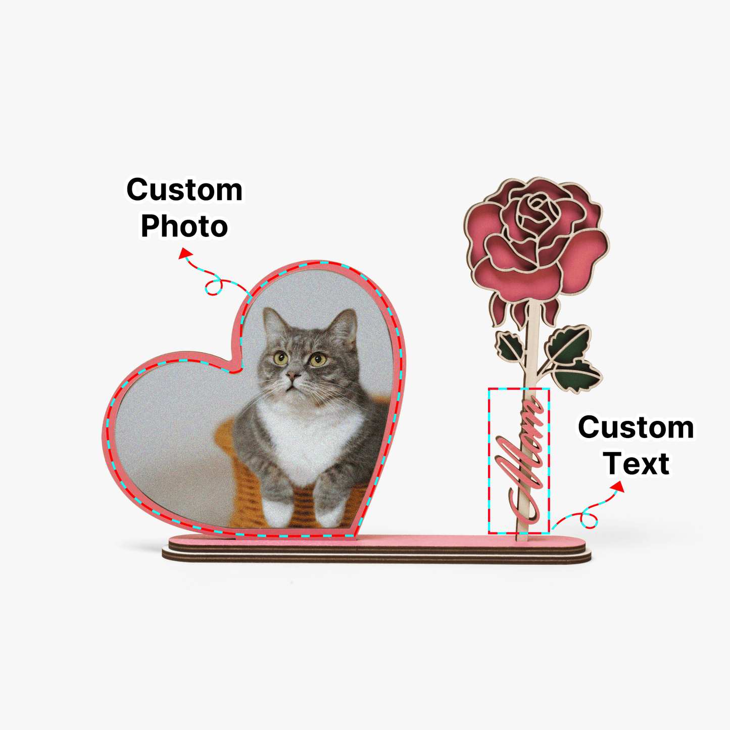 Wood Heart Shape Photo Frame - SixCat