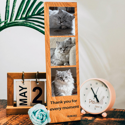 wooden photo frame with cat picture