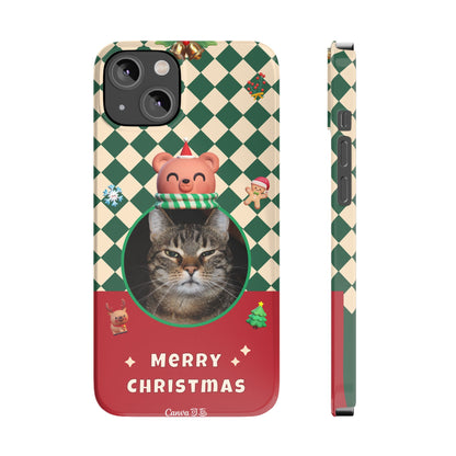 Slim Phone Case — Personalized Merry Christmas Pet Photo Holiday Phone Cover - SixCat