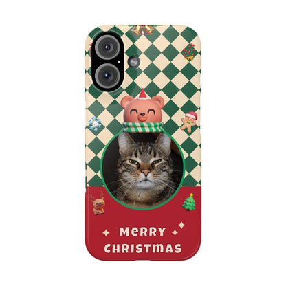 Slim Phone Case — Personalized Merry Christmas Pet Photo Holiday Phone Cover - SixCat