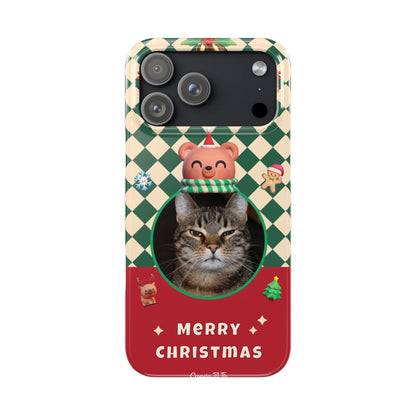 Slim Phone Case — Personalized Merry Christmas Pet Photo Holiday Phone Cover - SixCat