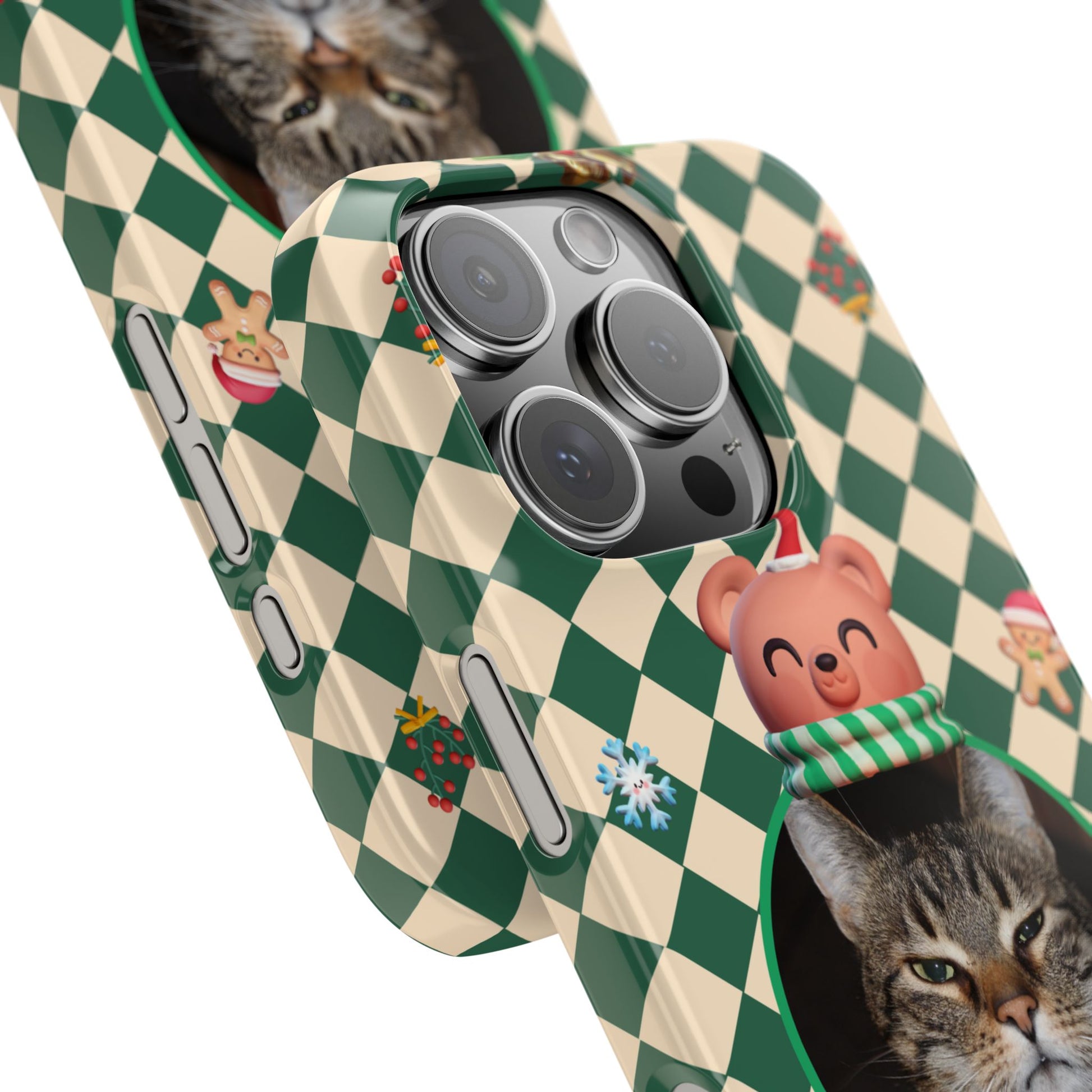 Slim Phone Case — Personalized Merry Christmas Pet Photo Holiday Phone Cover - SixCat