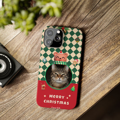 Slim Phone Case — Personalized Merry Christmas Pet Photo Holiday Phone Cover - SixCat