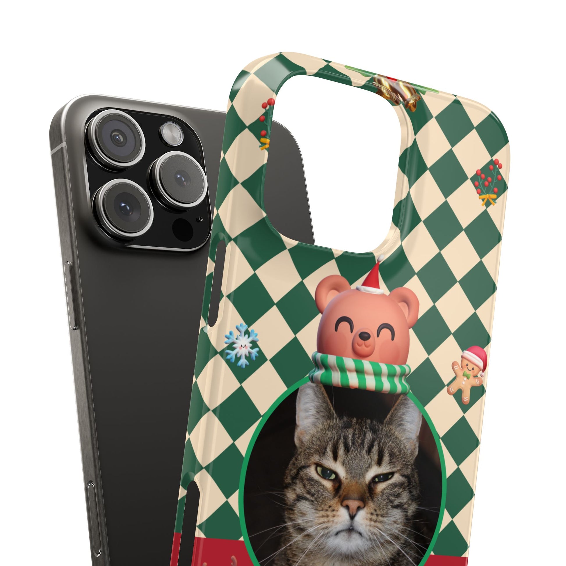 Slim Phone Case — Personalized Merry Christmas Pet Photo Holiday Phone Cover - SixCat