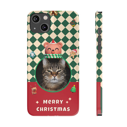 Slim Phone Case — Personalized Merry Christmas Pet Photo Holiday Phone Cover - SixCat