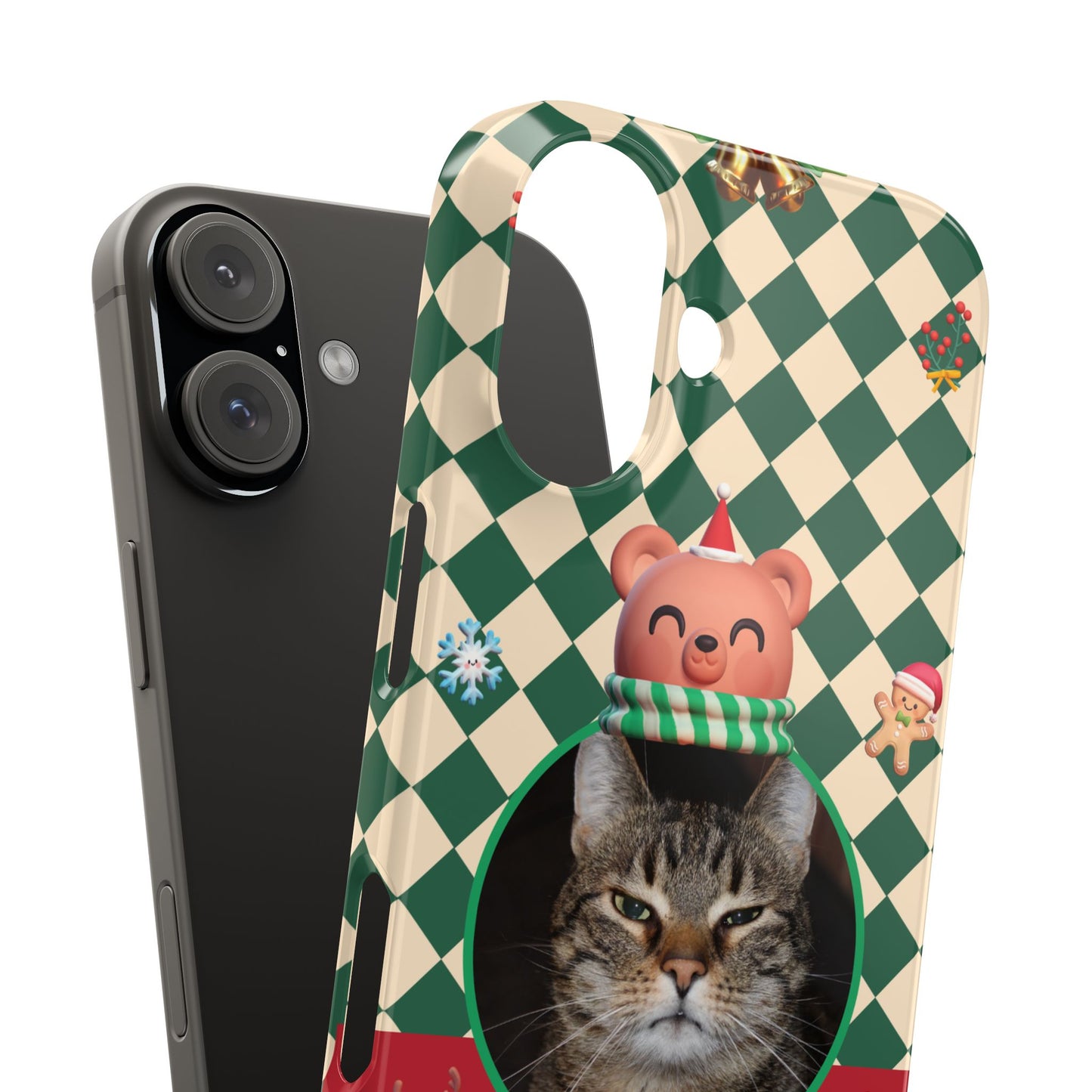 Slim Phone Case — Personalized Merry Christmas Pet Photo Holiday Phone Cover - SixCat