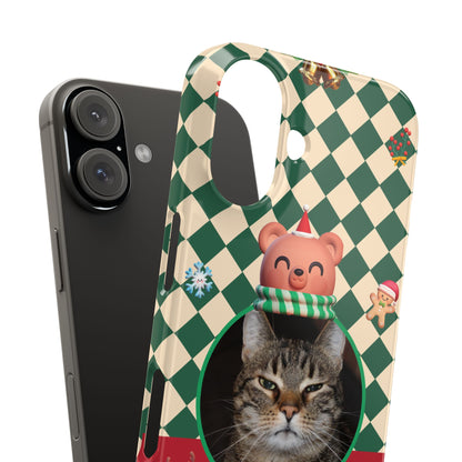 Slim Phone Case — Personalized Merry Christmas Pet Photo Holiday Phone Cover - SixCat