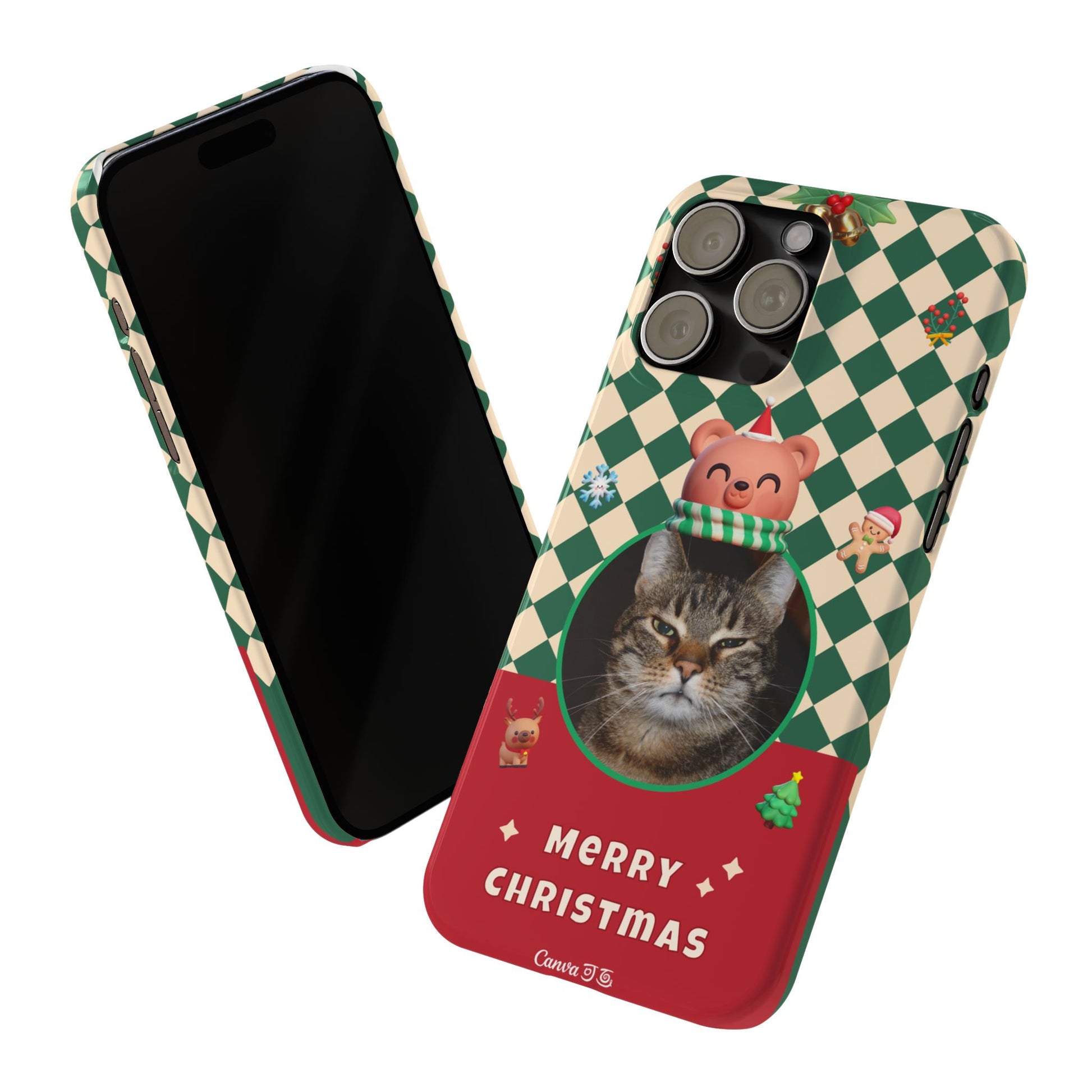 Slim Phone Case — Personalized Merry Christmas Pet Photo Holiday Phone Cover - SixCat