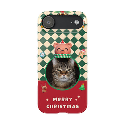 Slim Phone Case — Personalized Merry Christmas Pet Photo Holiday Phone Cover - SixCat