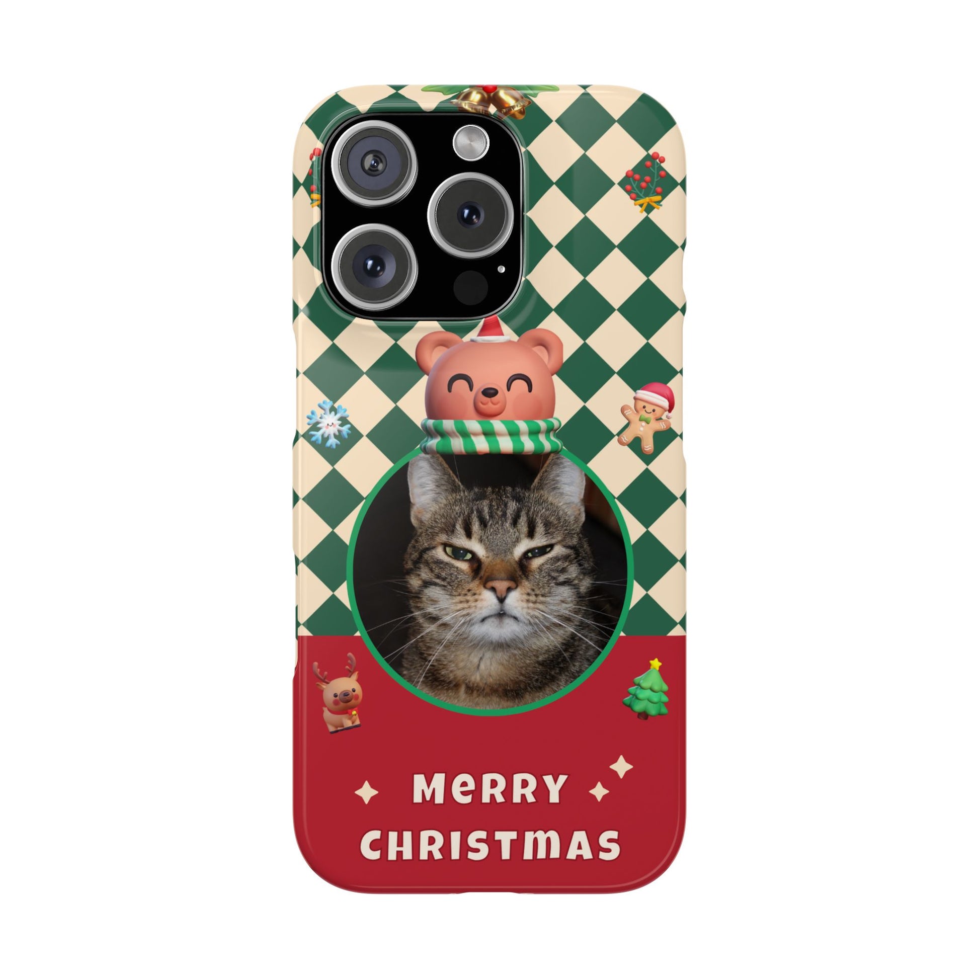 Slim Phone Case — Personalized Merry Christmas Pet Photo Holiday Phone Cover - SixCat