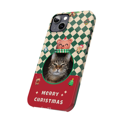 Slim Phone Case — Personalized Merry Christmas Pet Photo Holiday Phone Cover - SixCat