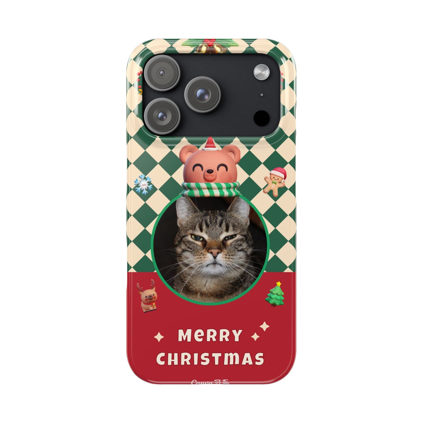 Slim Phone Case — Personalized Merry Christmas Pet Photo Holiday Phone Cover - SixCat