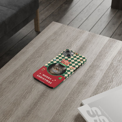 Slim Phone Case — Personalized Merry Christmas Pet Photo Holiday Phone Cover - SixCat