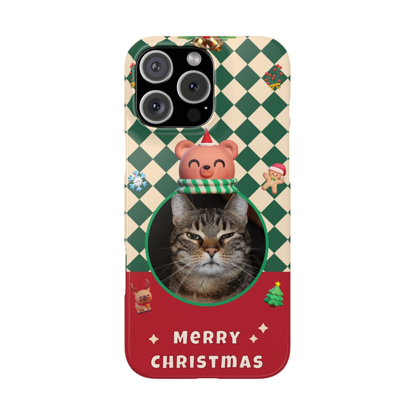 Slim Phone Case — Personalized Merry Christmas Pet Photo Holiday Phone Cover - SixCat