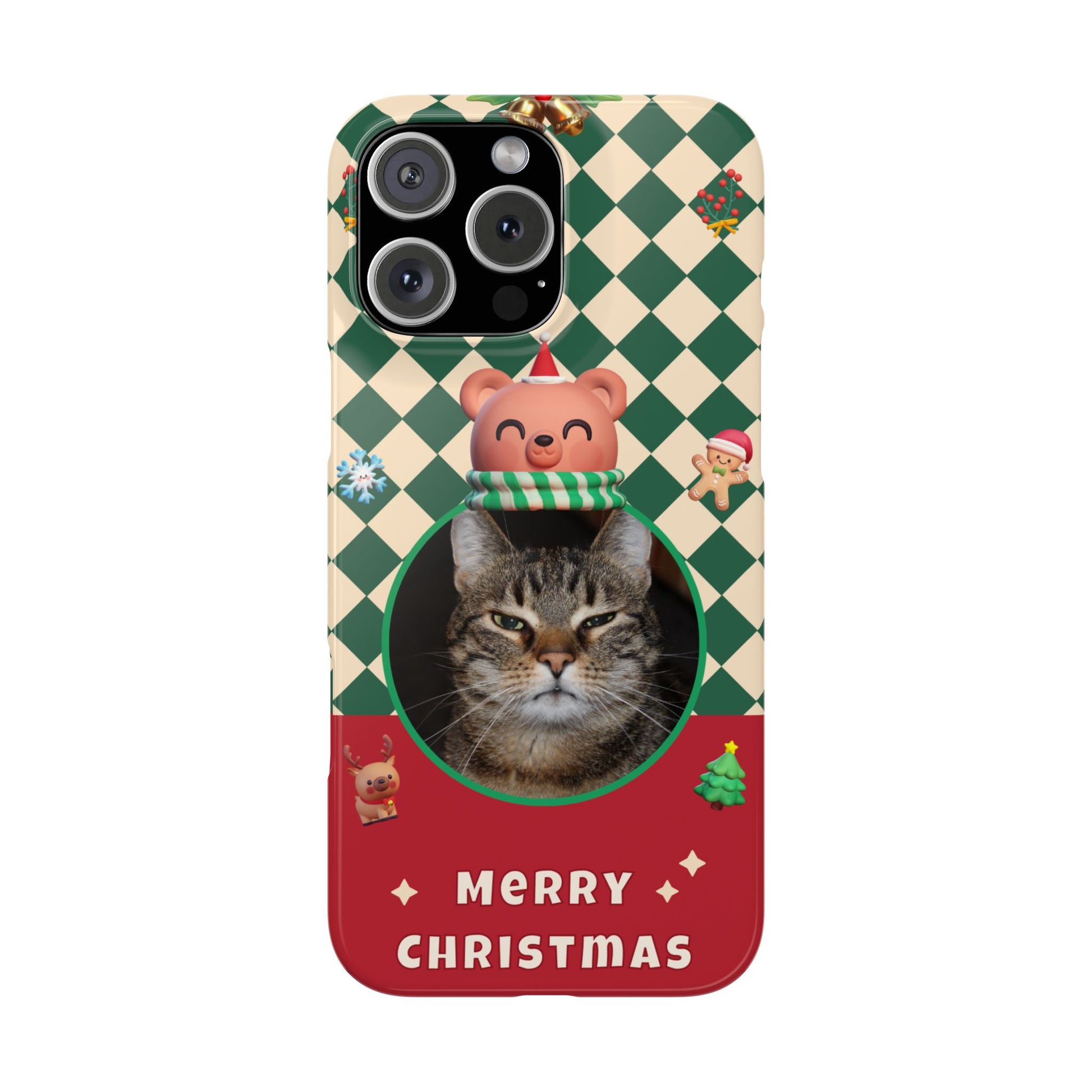 Slim Phone Case — Personalized Merry Christmas Pet Photo Holiday Phone Cover - SixCat