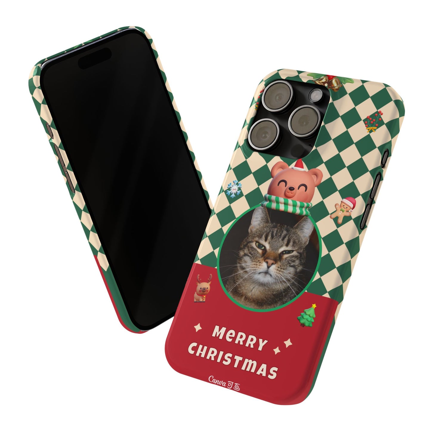 Slim Phone Case — Personalized Merry Christmas Pet Photo Holiday Phone Cover - SixCat