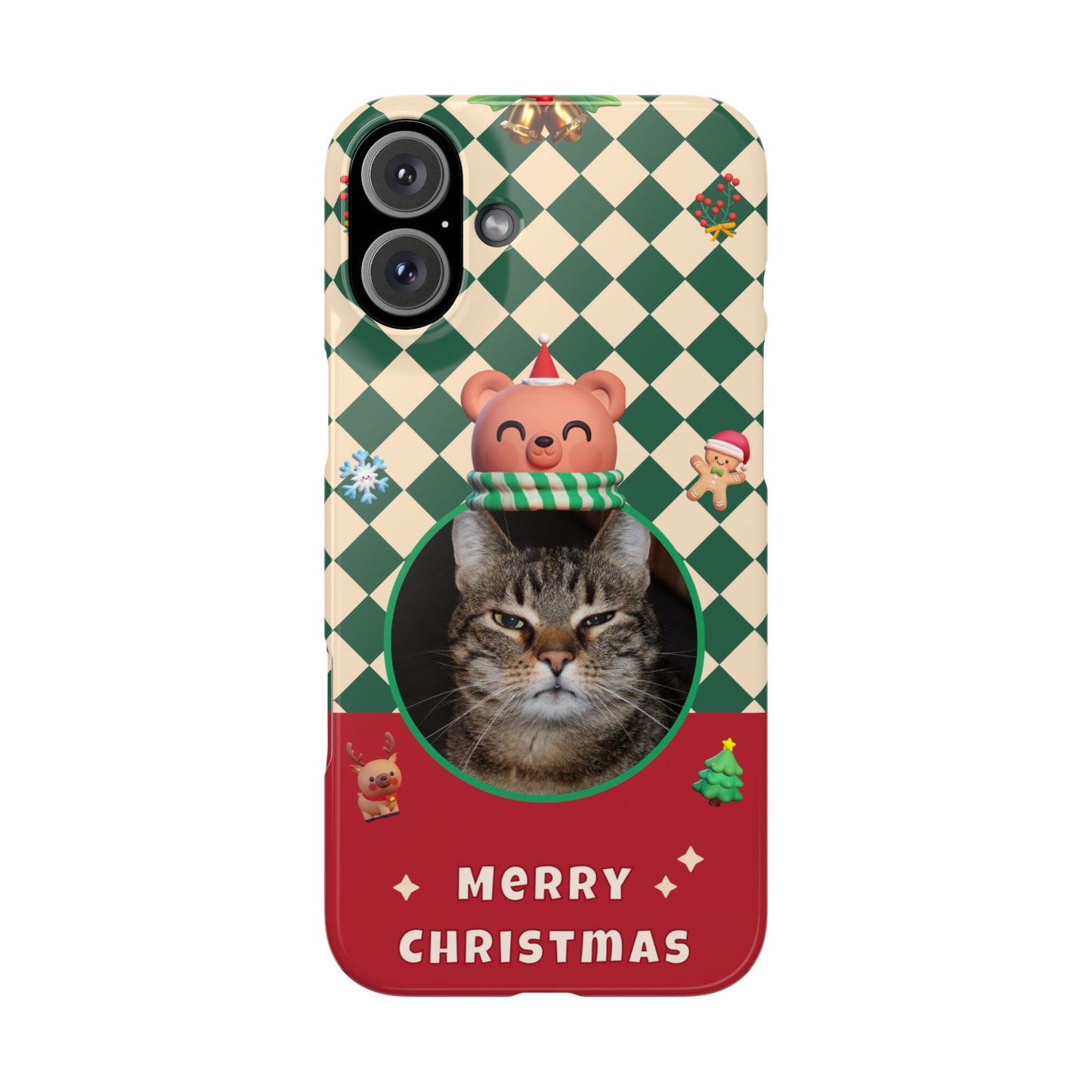 Slim Phone Case — Personalized Merry Christmas Pet Photo Holiday Phone Cover - SixCat