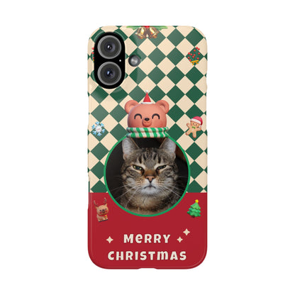 Slim Phone Case — Personalized Merry Christmas Pet Photo Holiday Phone Cover - SixCat