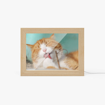 Wooden Framed Acrylic Photo Ornament - Personalized Pet Photo Keepsake - SixCat