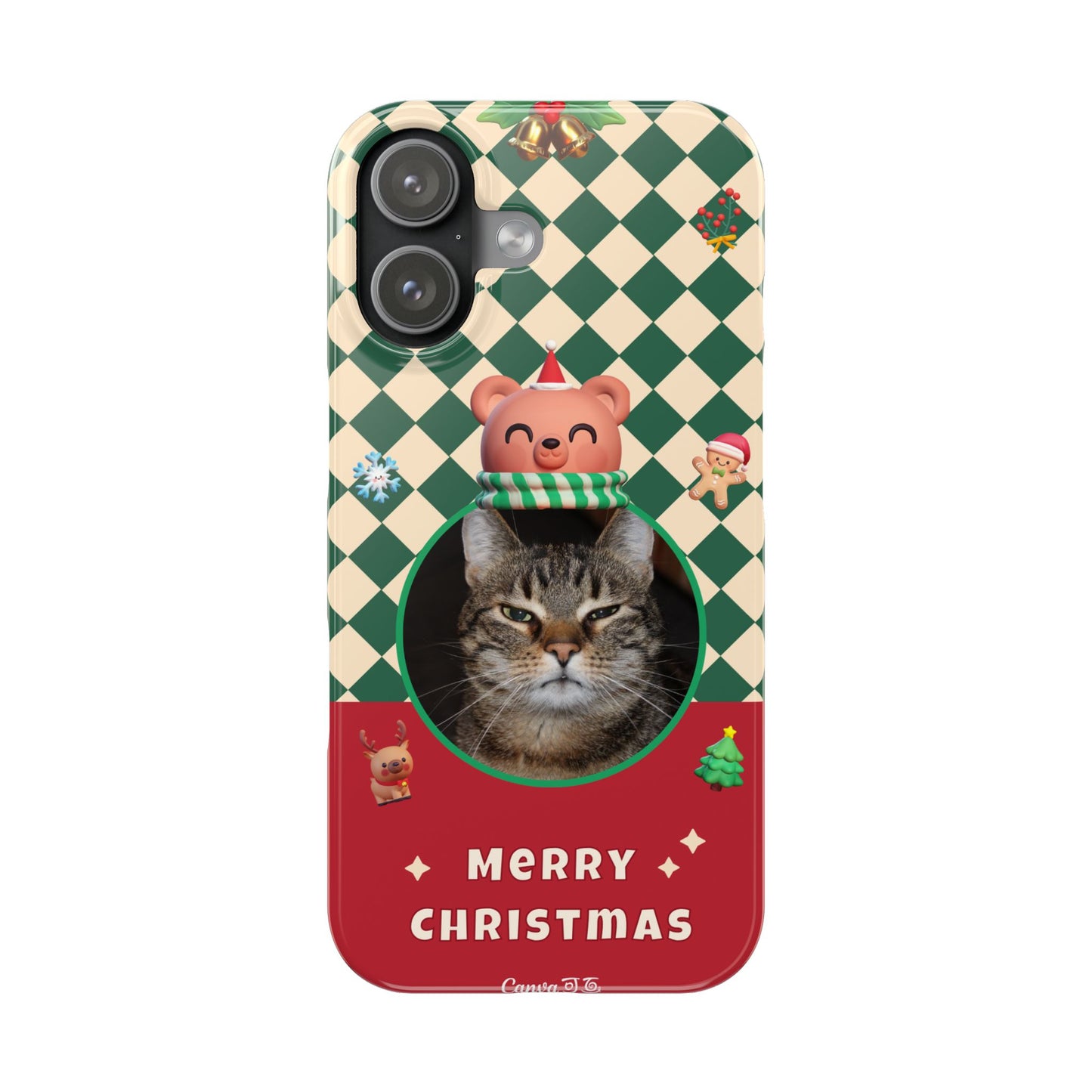 Slim Phone Case — Personalized Merry Christmas Pet Photo Holiday Phone Cover - SixCat