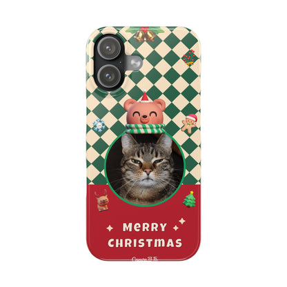 Slim Phone Case — Personalized Merry Christmas Pet Photo Holiday Phone Cover - SixCat