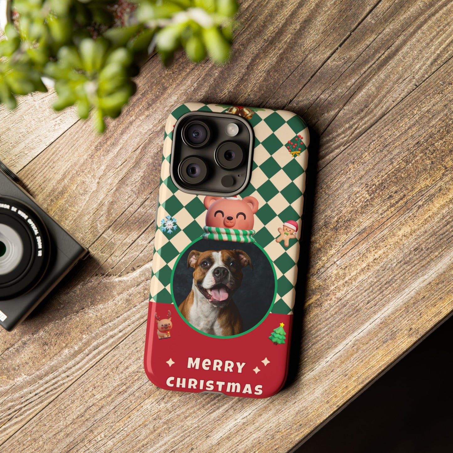 Christmas Pet Photo Phone Case — "Merry Christmas" Holiday Phone Cover