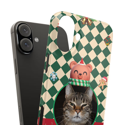 Slim Phone Case — Personalized Merry Christmas Pet Photo Holiday Phone Cover - SixCat