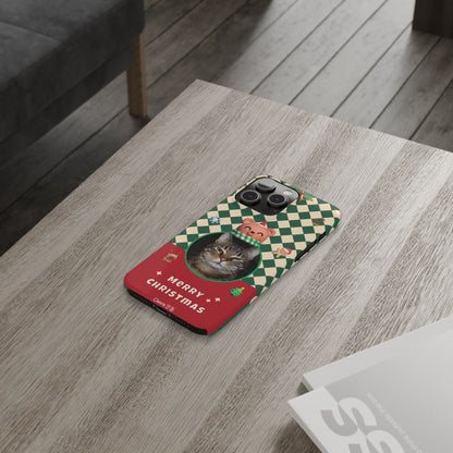 Slim Phone Case — Personalized Merry Christmas Pet Photo Holiday Phone Cover - SixCat
