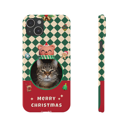 Slim Phone Case — Personalized Merry Christmas Pet Photo Holiday Phone Cover - SixCat