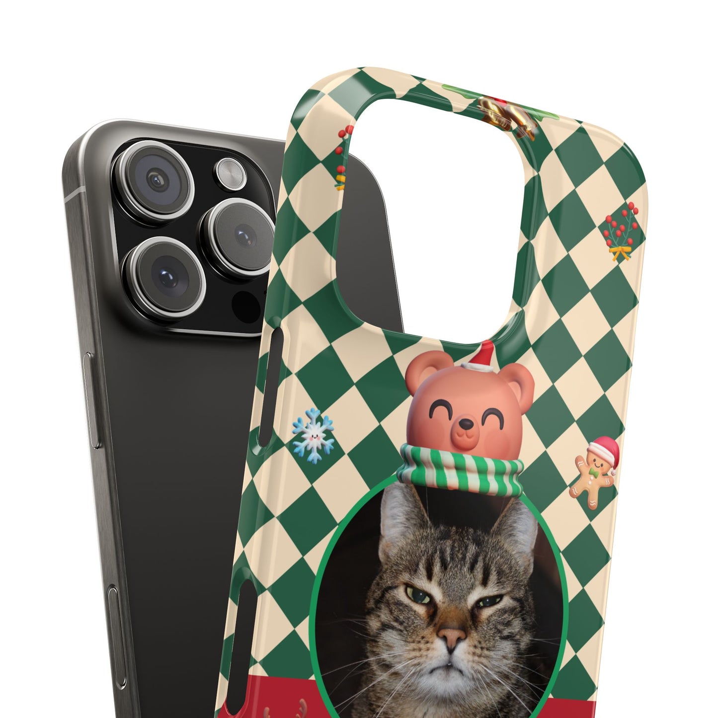 Slim Phone Case — Personalized Merry Christmas Pet Photo Holiday Phone Cover - SixCat