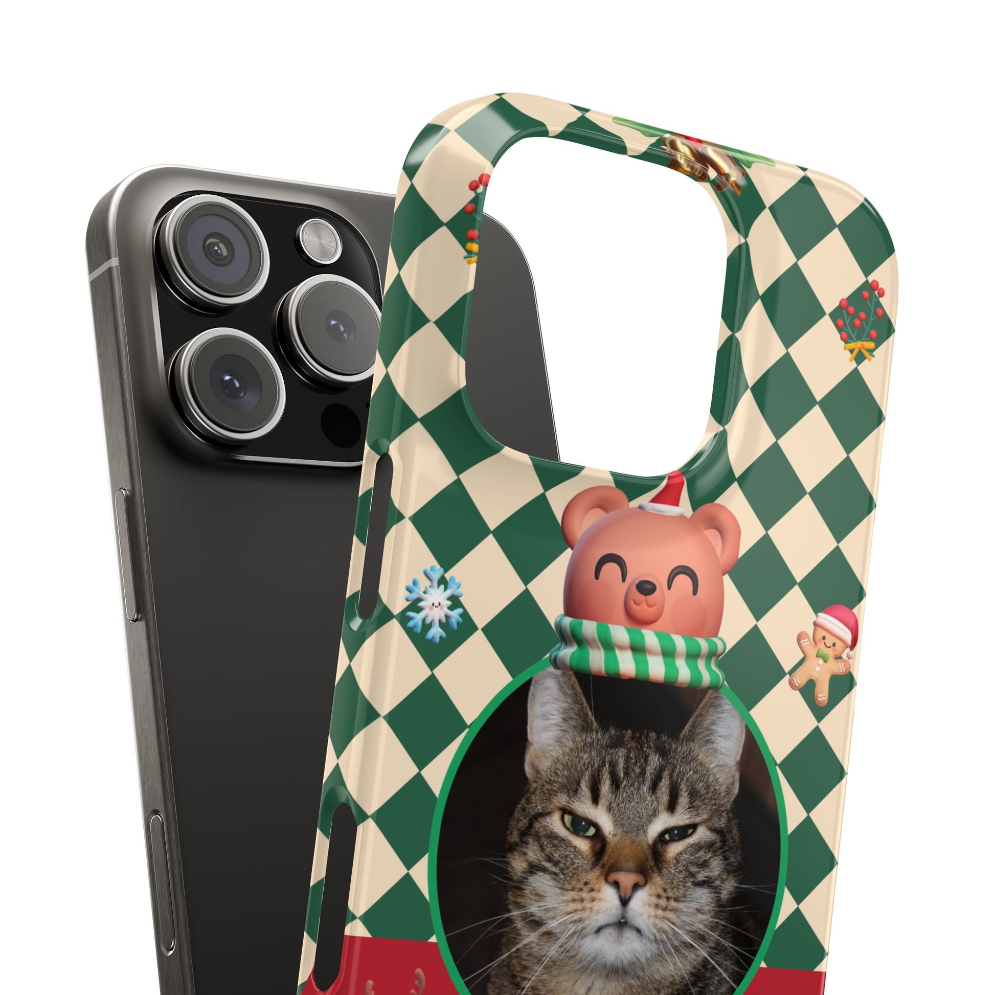 Slim Phone Case — Personalized Merry Christmas Pet Photo Holiday Phone Cover - SixCat
