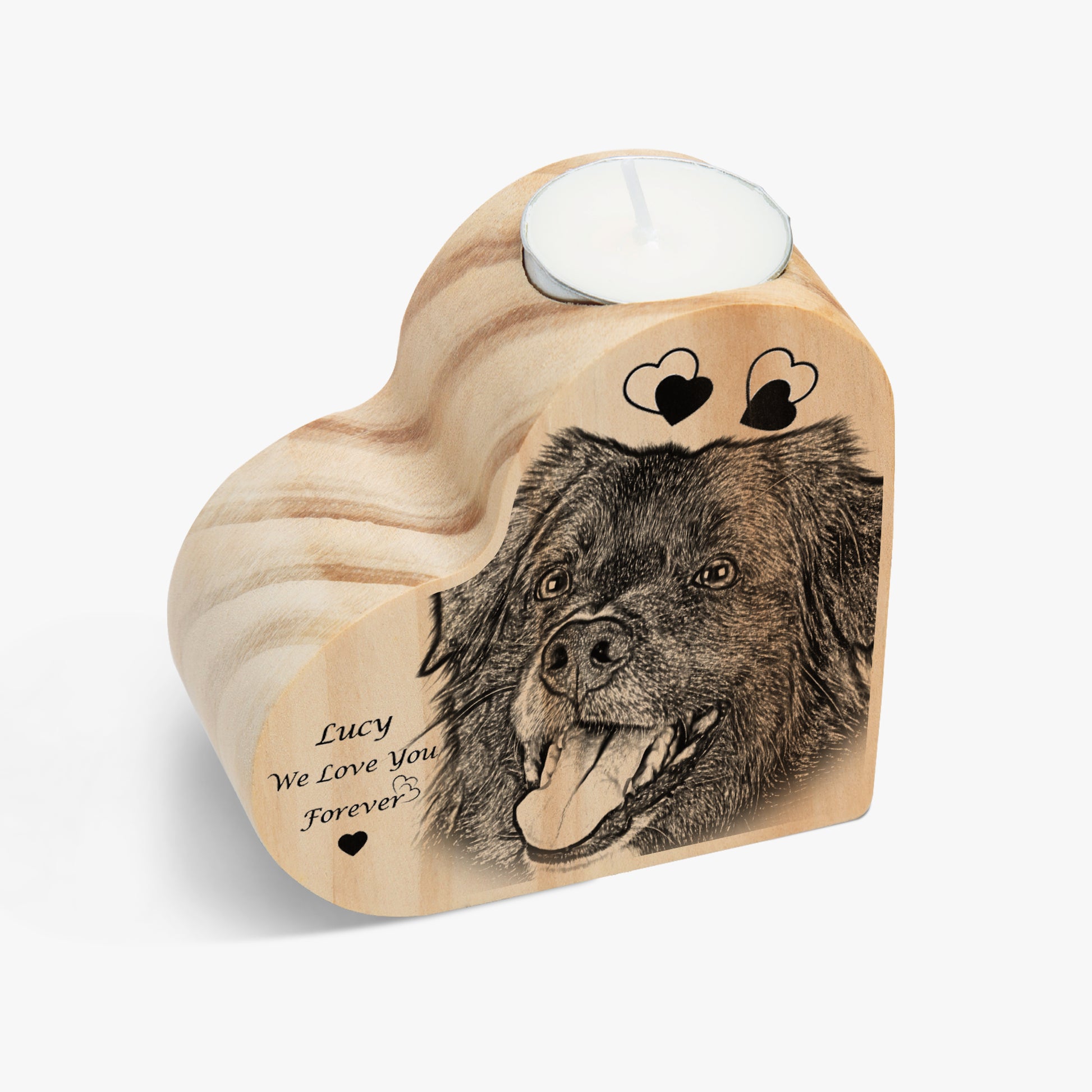 Heart shaped tealight holder for pet memorial
