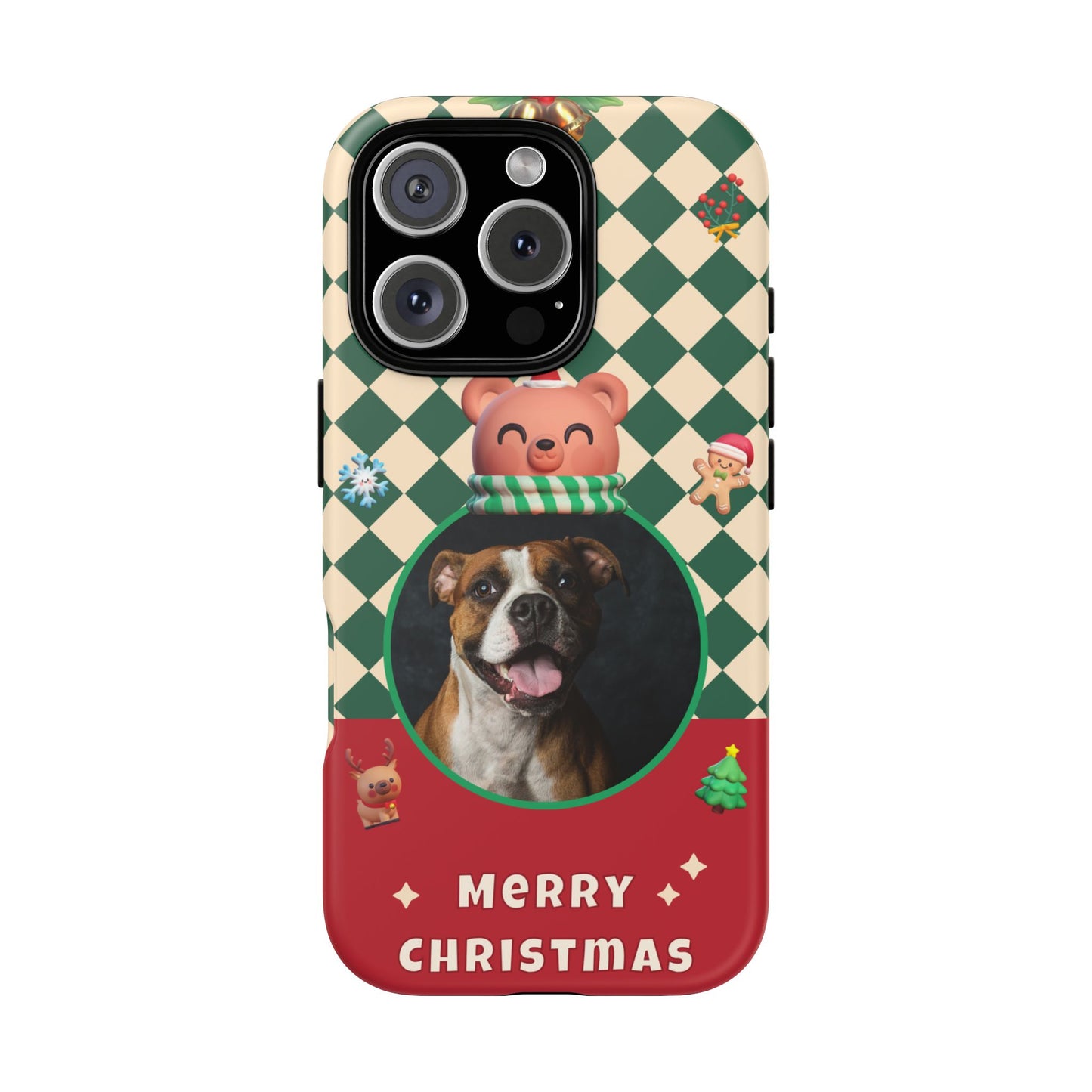Christmas Pet Photo Phone Case — "Merry Christmas" Holiday Phone Cover