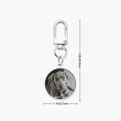 Custom Pet Photo Keychain - Personalized Round Metal Keyring - SixCat