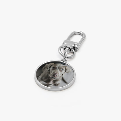 Custom Pet Photo Keychain - Personalized Round Metal Keyring - SixCat