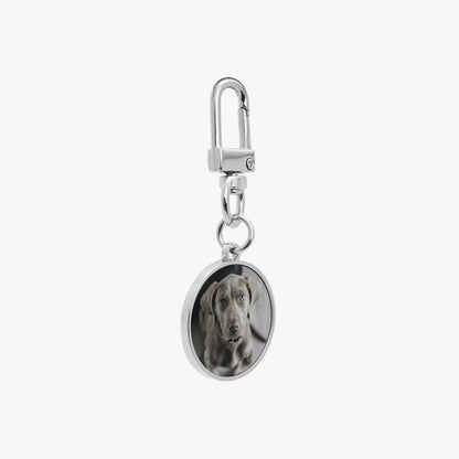 Custom Pet Photo Keychain - Personalized Round Metal Keyring - SixCat