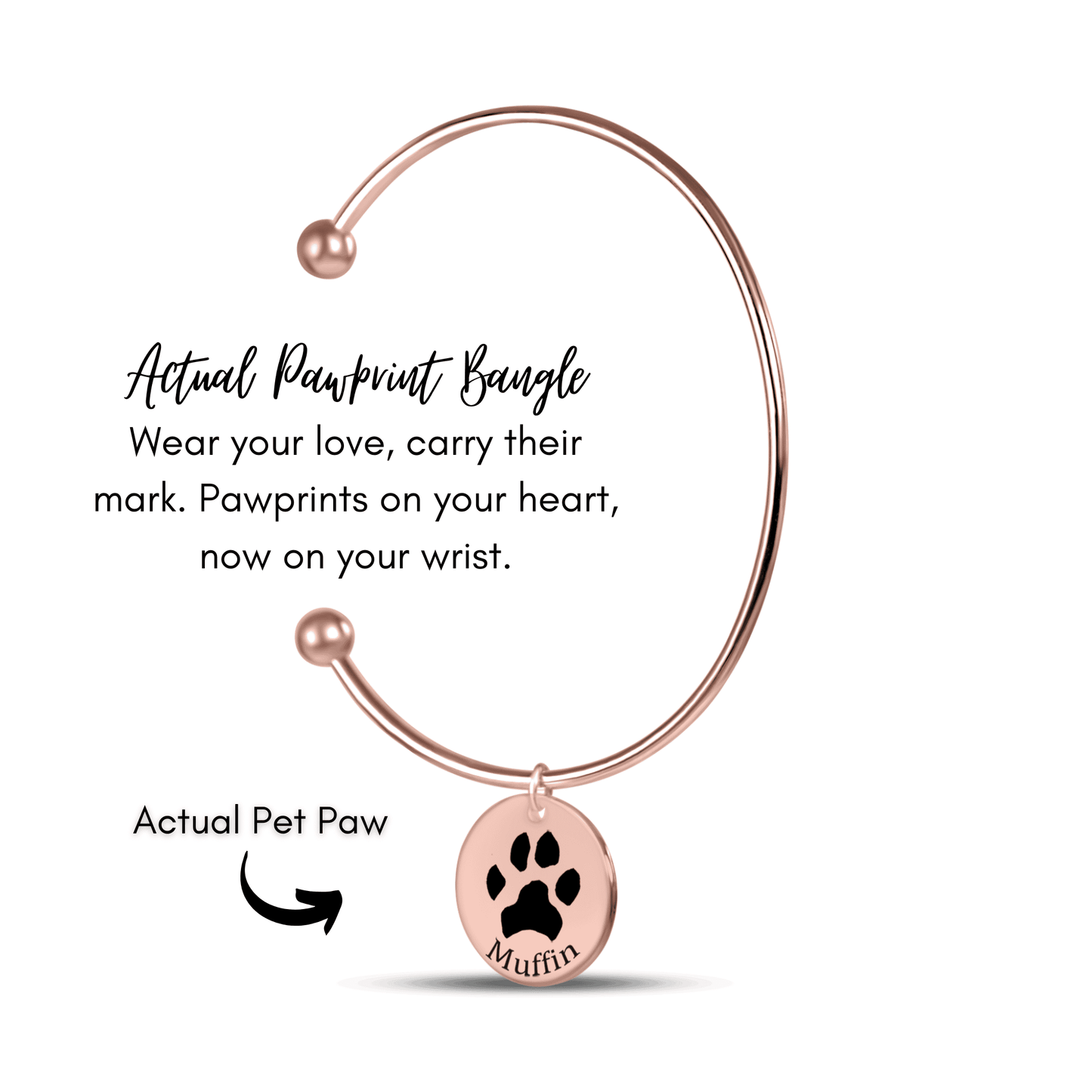 Paw Print Photo Bangle - Custom Pet Memorial Bracelet - SixCat