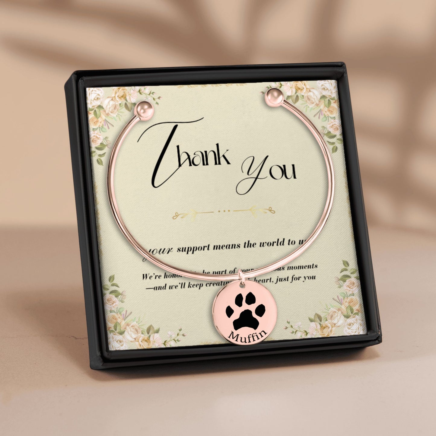 Paw Print Photo Bangle - Custom Pet Memorial Bracelet - SixCat