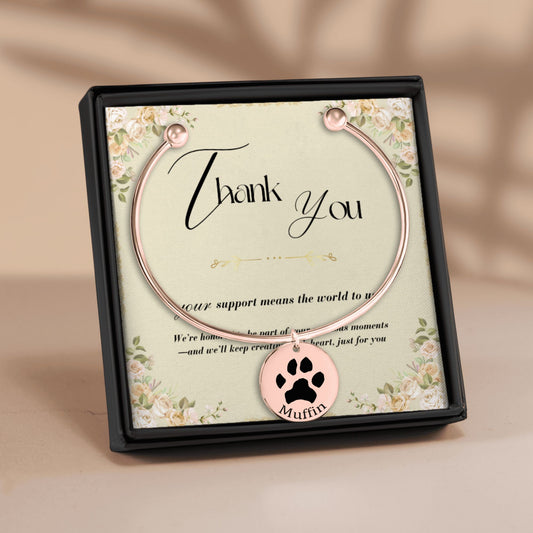 Paw Print Photo Bangle - Custom Pet Memorial Bracelet - SixCat