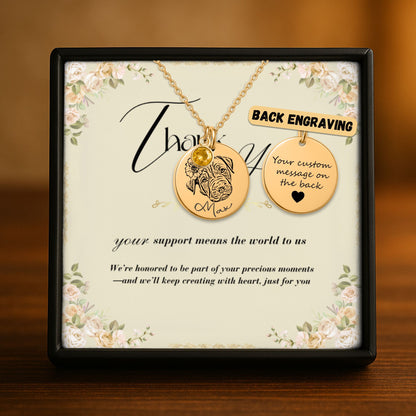 Birthstone charm necklace with personalized disc