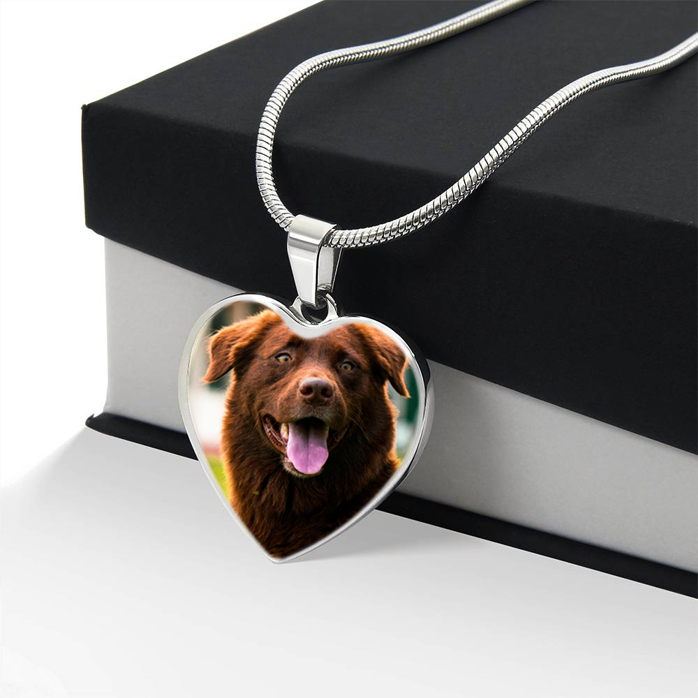 Back of heart necklace engraved with pet name