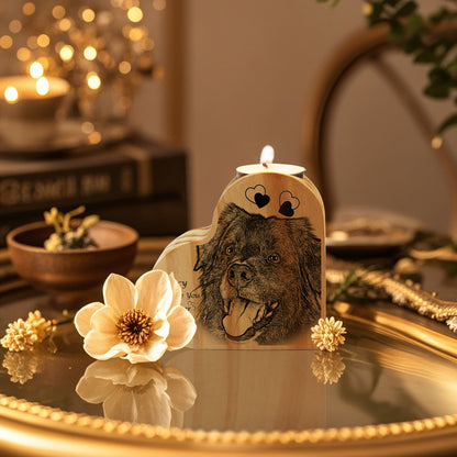 1357. Wooden Memorial Candle Holder Heart - shaped - SixCat
