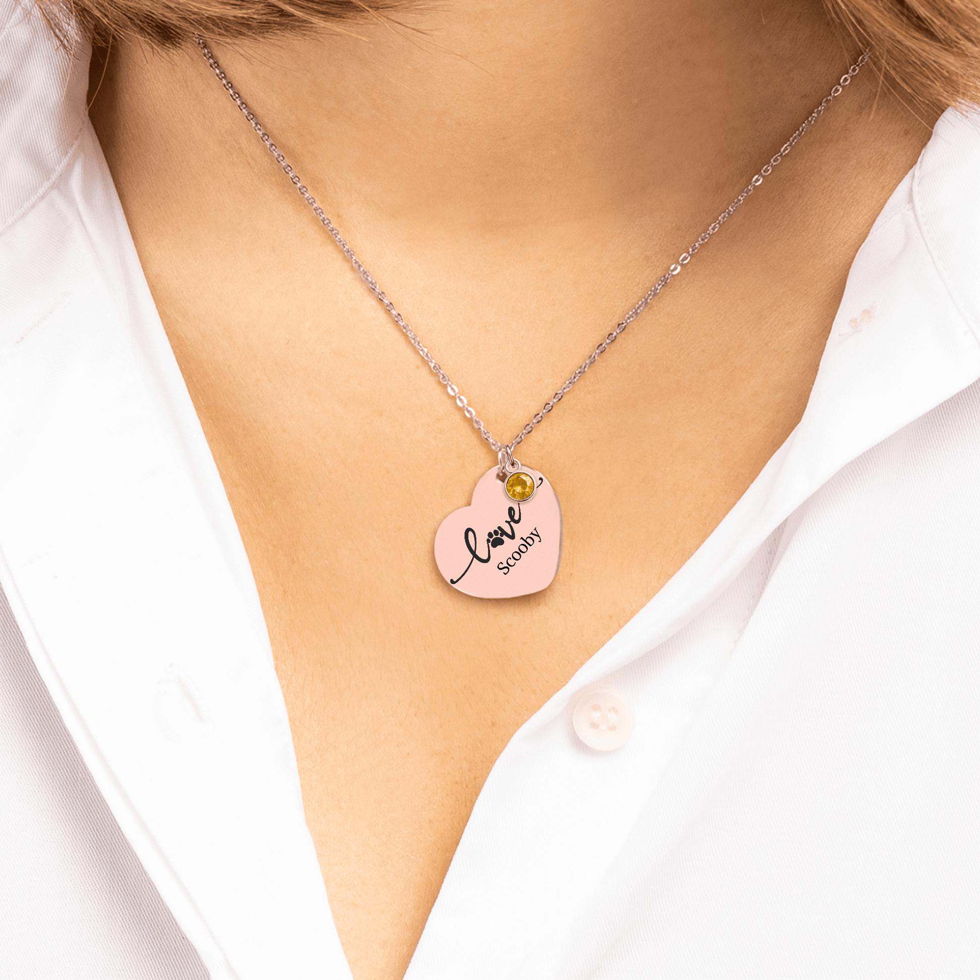 Heart Necklace with Birthstone - SixCat