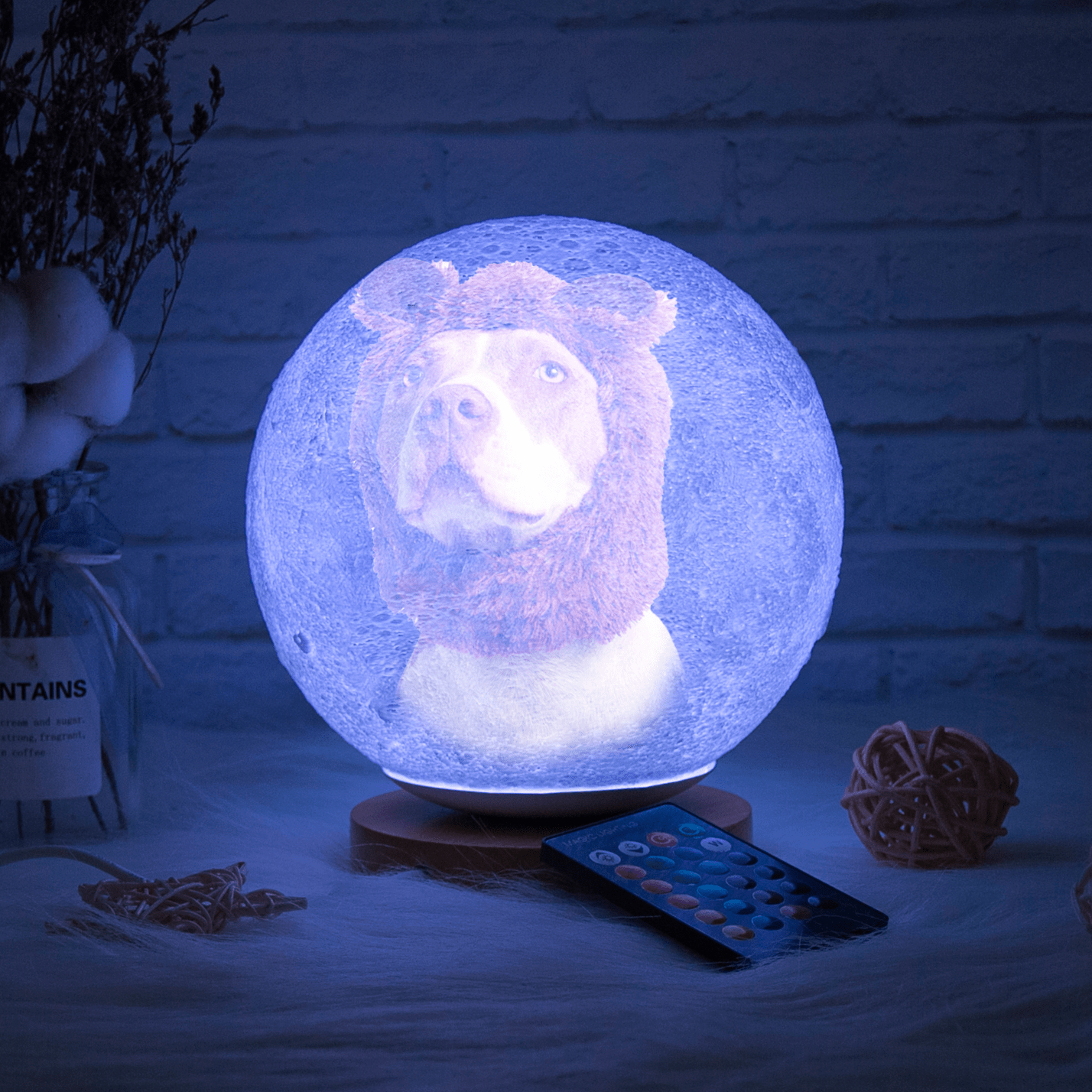 Glowing moon light with remote control and stand